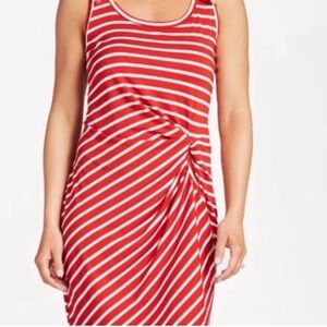 ALLISON JOY Lexi Stripped Sleeveless Midi dress Red & White S.